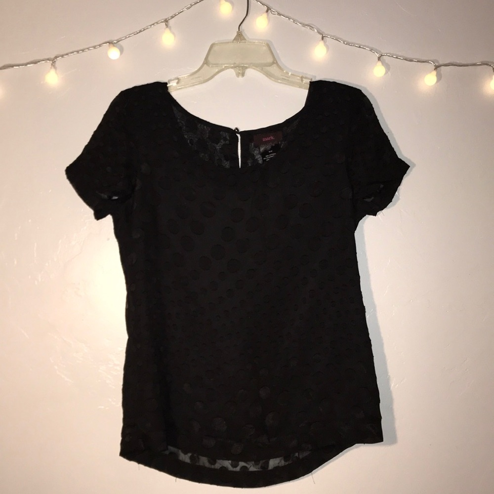 Black polka dot short sleeve